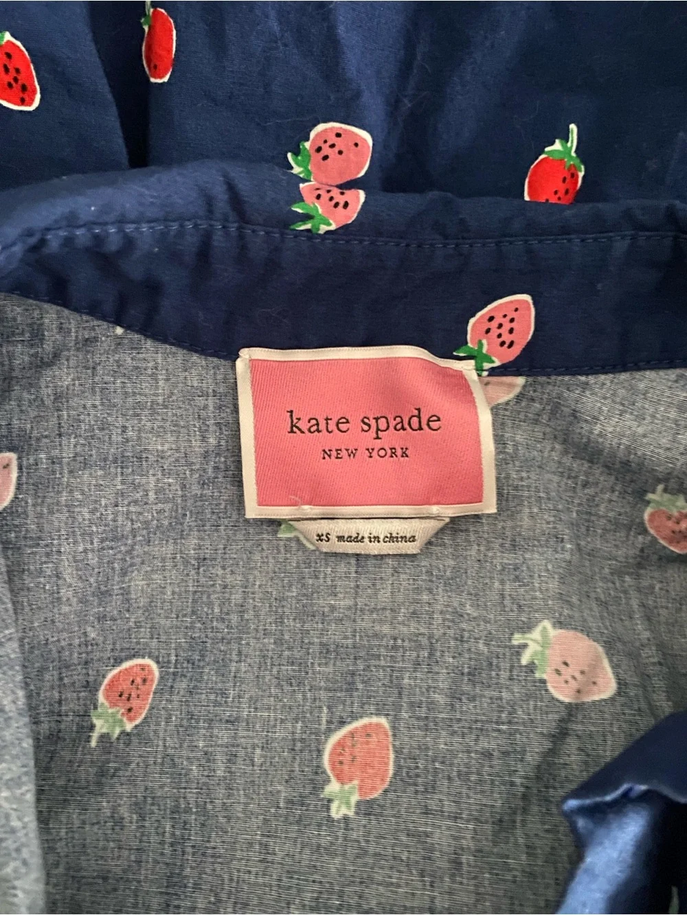 Kate spade Navy Button-Front Strawberry Print Shirt Dress